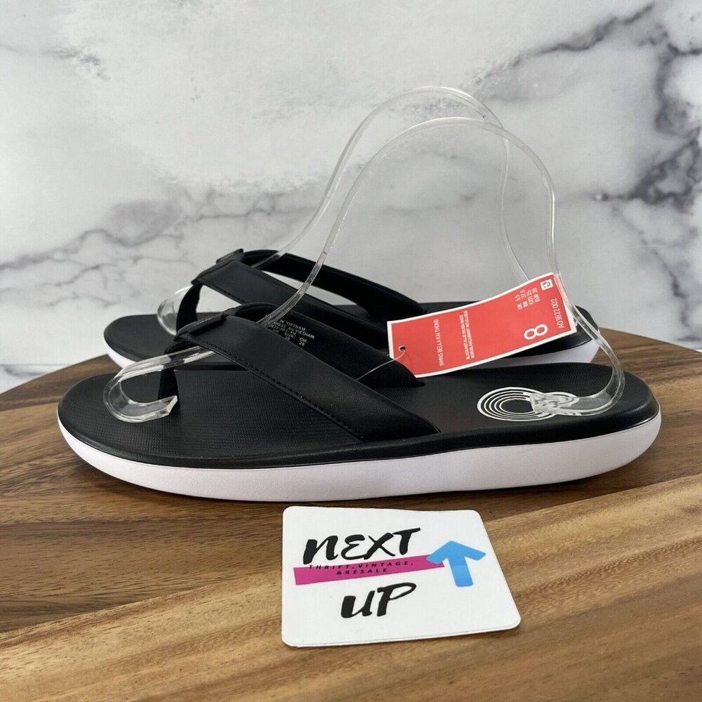 Nike Bella Kai Flip Flop Sandals Womens Size 8 Thongs Black White AO3622-002 NEW